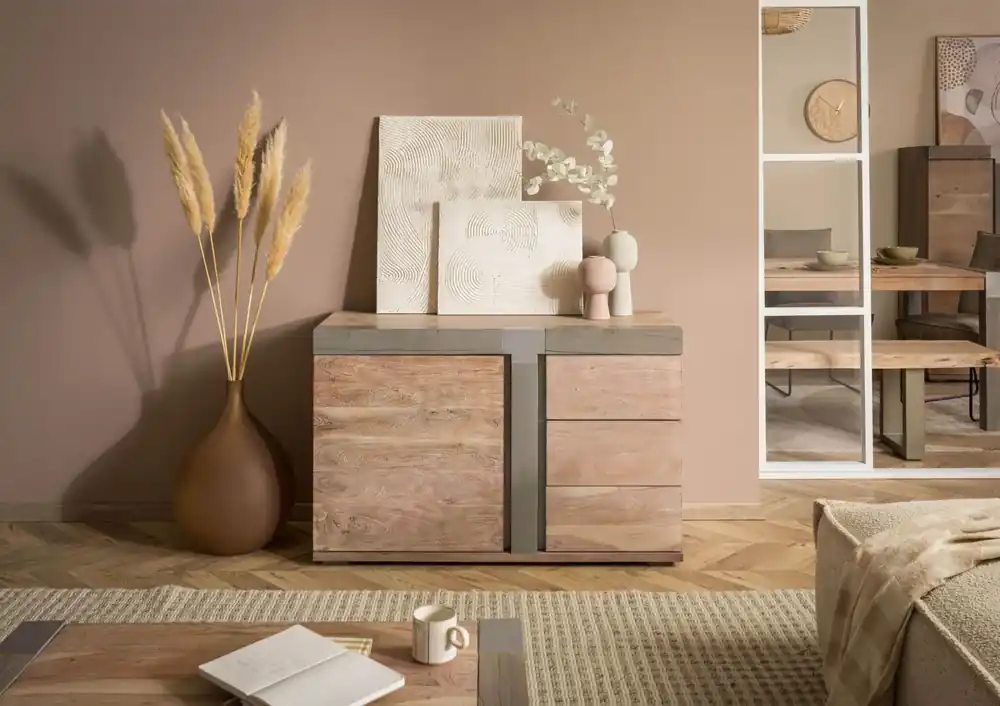 Sideboard Akazie 115x45x75 beige lackiert Amsterdam #109 Direkt Vom Hersteller