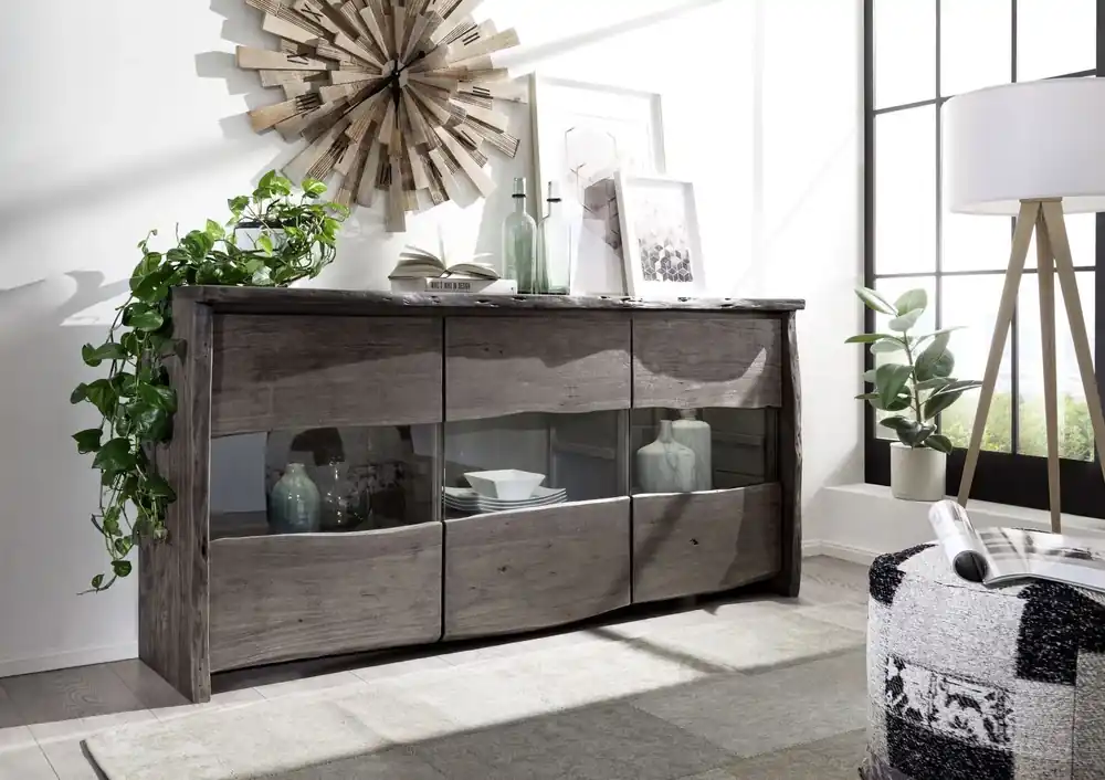 Sideboard Akazie 191x45x96 grau lackiert PURE ACACIA #908 Nur Heute