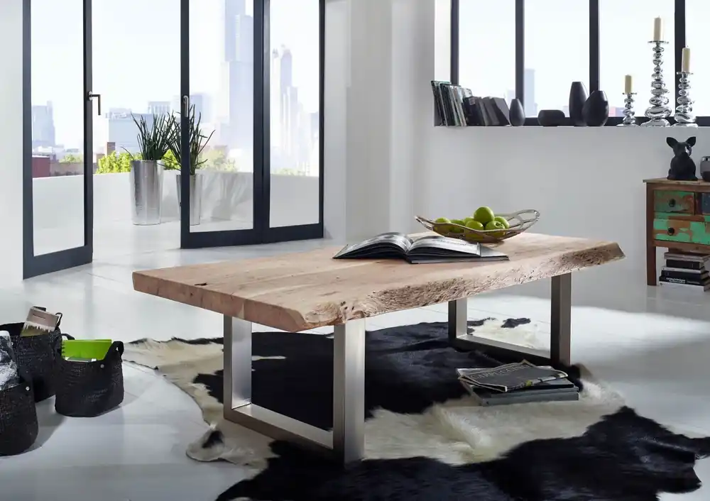 Abverkauf Couchtisch Akazie 160x70x45 Natural Stone lackiert FREEFORM #121