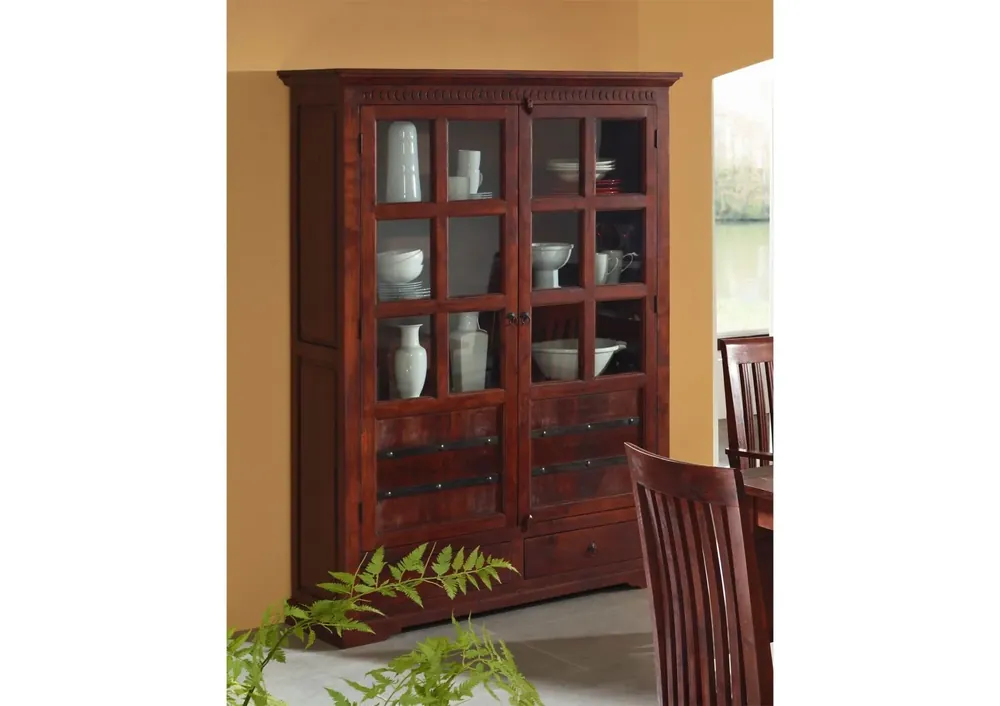Angebot Vitrine Akazie 134x50x196 nougat lackiert OXFORD #456
