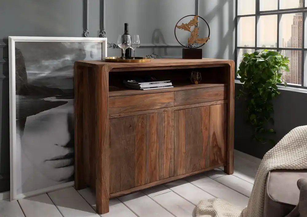 Sideboard Sheesham 120x45x100 grau geölt BUENO #2005 Letzte Chance