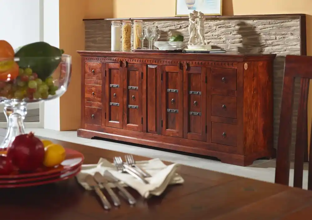 Sideboard Akazie 212x50x93 nougat lackiert OXFORD #414 Heißes Angebot