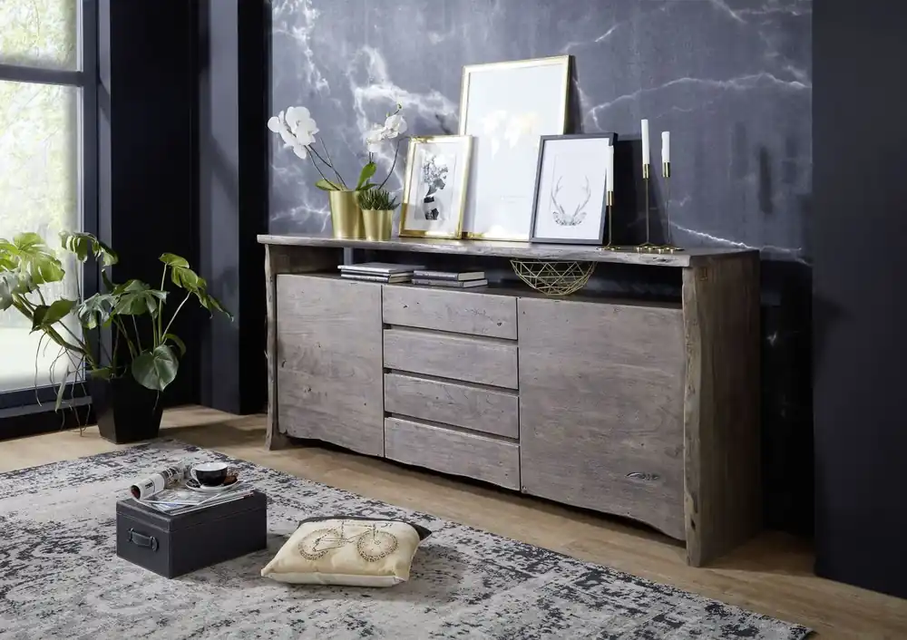 Sideboard Akazie210x45x96 grau lackiert PURE ACACIA #901 Schneller Versand