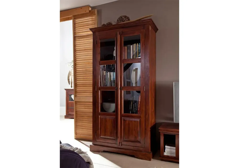 Vitrine Akazie 98x46x191 nougat lackiert OXFORD #440 Abverkauf