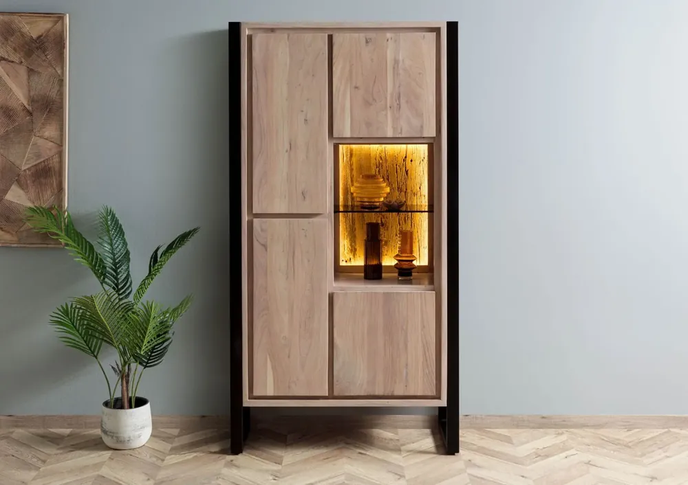 Top-Preis Schrank Akazie / Altholz 95x40x180 natur lackiert DENVER #106