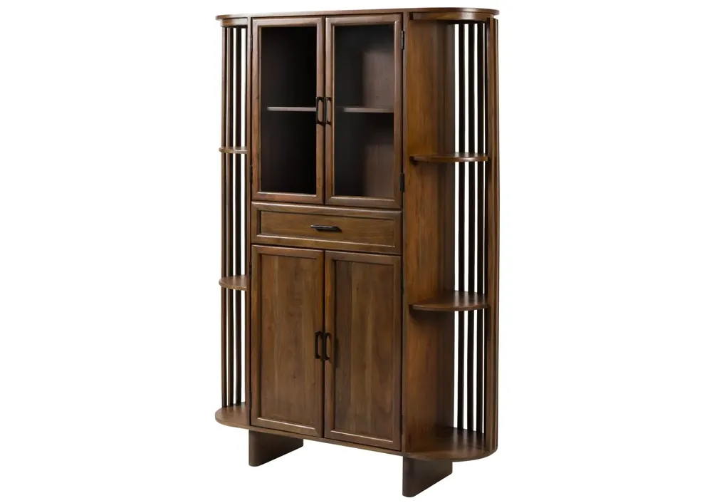 Günstig Vitrine Akazie 120x40x178 natur lackiert MADRID #50