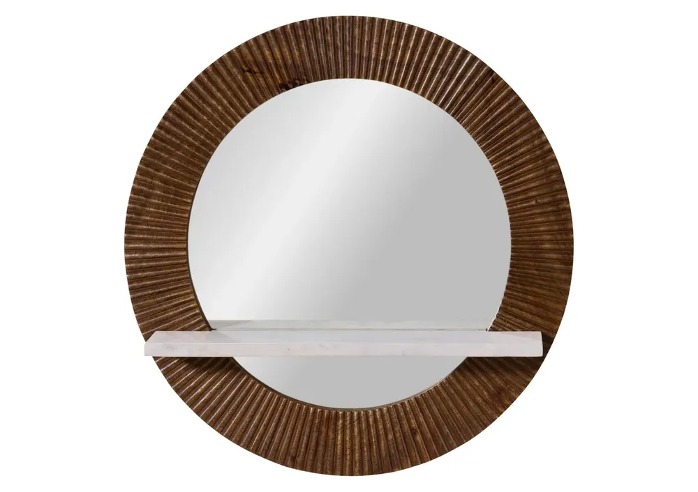 Wandspiegel Mango 65x15x65 braun lackiert / Marmor weiß BARCELONA #261 Saisonangebot