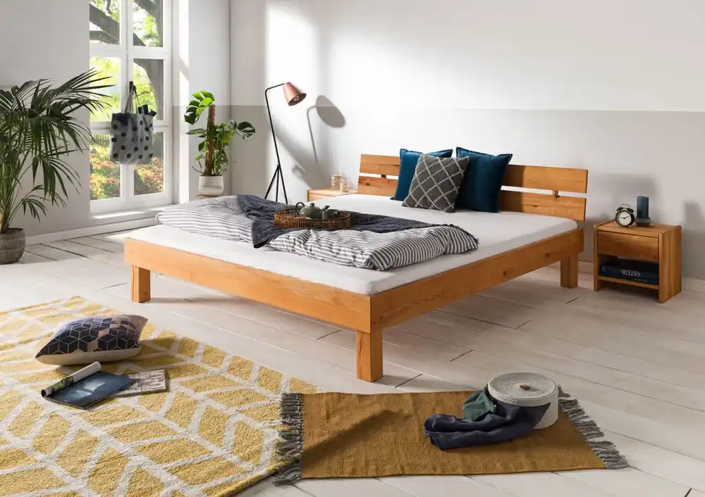 Bett Kernbuche 140x200x75 natur geölt TomMe #100 Rabatt