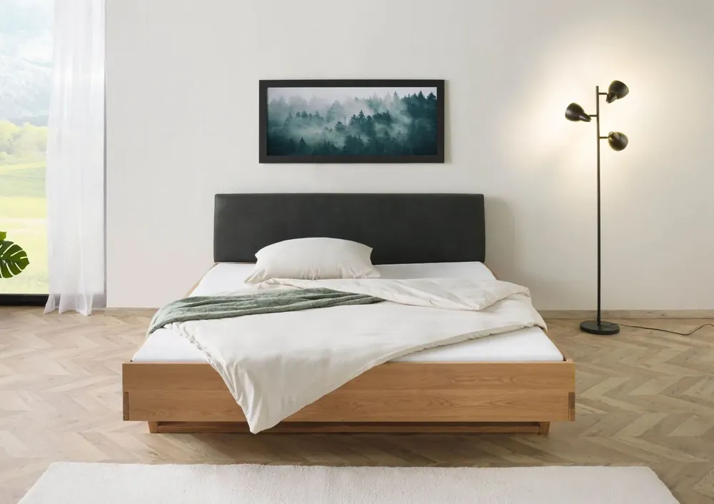 Garantierte Lieferung Bett Eiche 180x200x85 natur geölt, Kopfteil anthrazit FICHTELBERG #27