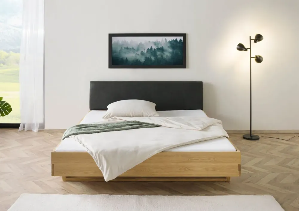Günstig Bett Fichte 160x200x85 natur gebeizt / geölt, Kopfteil anthrazit FICHTELBERG #38