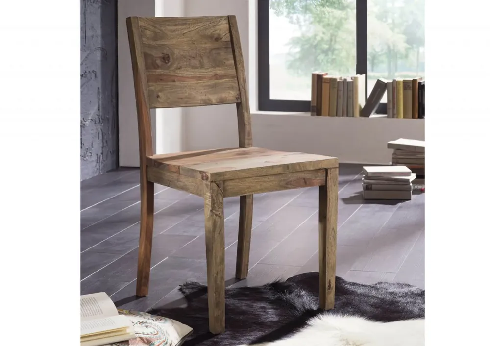 Bestpreis Stuhl Sheesham 45x45x90 grau geölt NATURE GREY #705