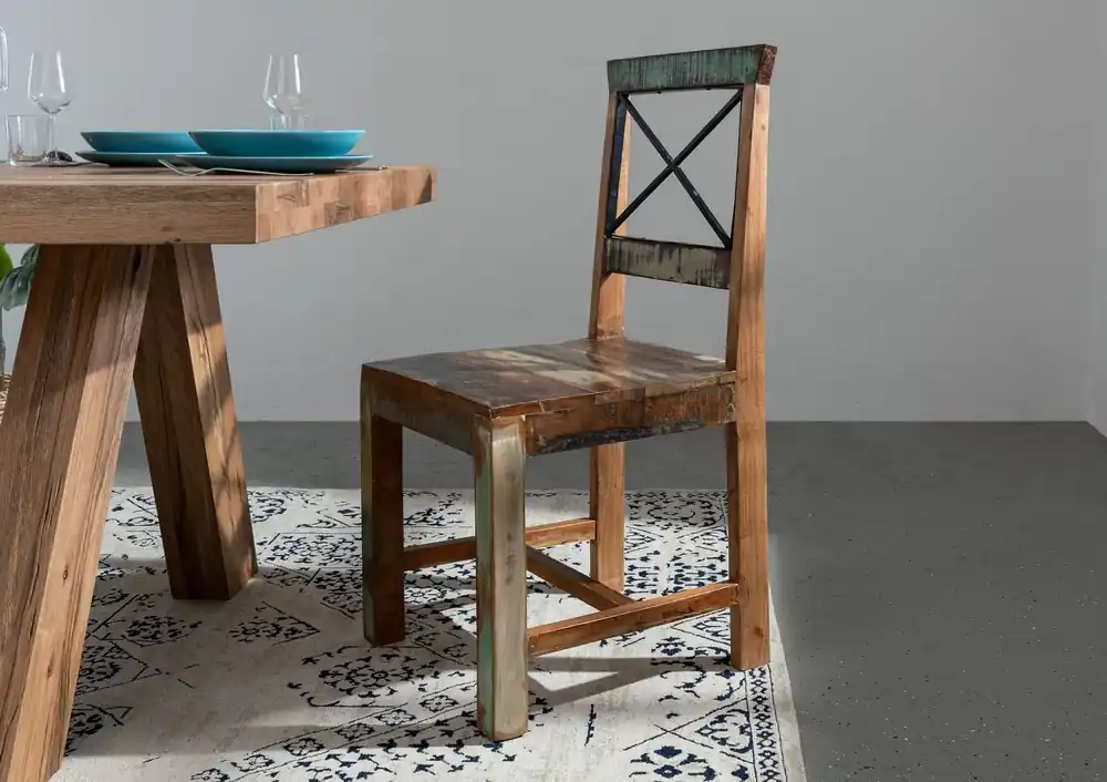 Stuhl Altholz 45x45x95 mehrfarbig lackiert NATURE OF SPIRIT #26 Neue Kollektion