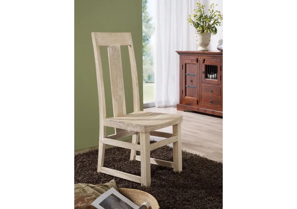 Top-Angebot Stuhl Akazie 45x47x110 white stone getüncht NATURE WHITE #122
