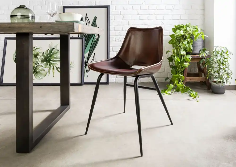 Neu IRON LABEL Stuhl #22 47x59x78 braun Echtleder