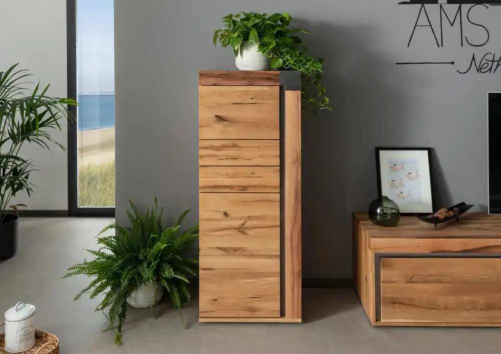 Top-Angebot Highboard Wildeiche / Zerreiche 53x45x142 natur geölt NEW AMSTERDAM #06