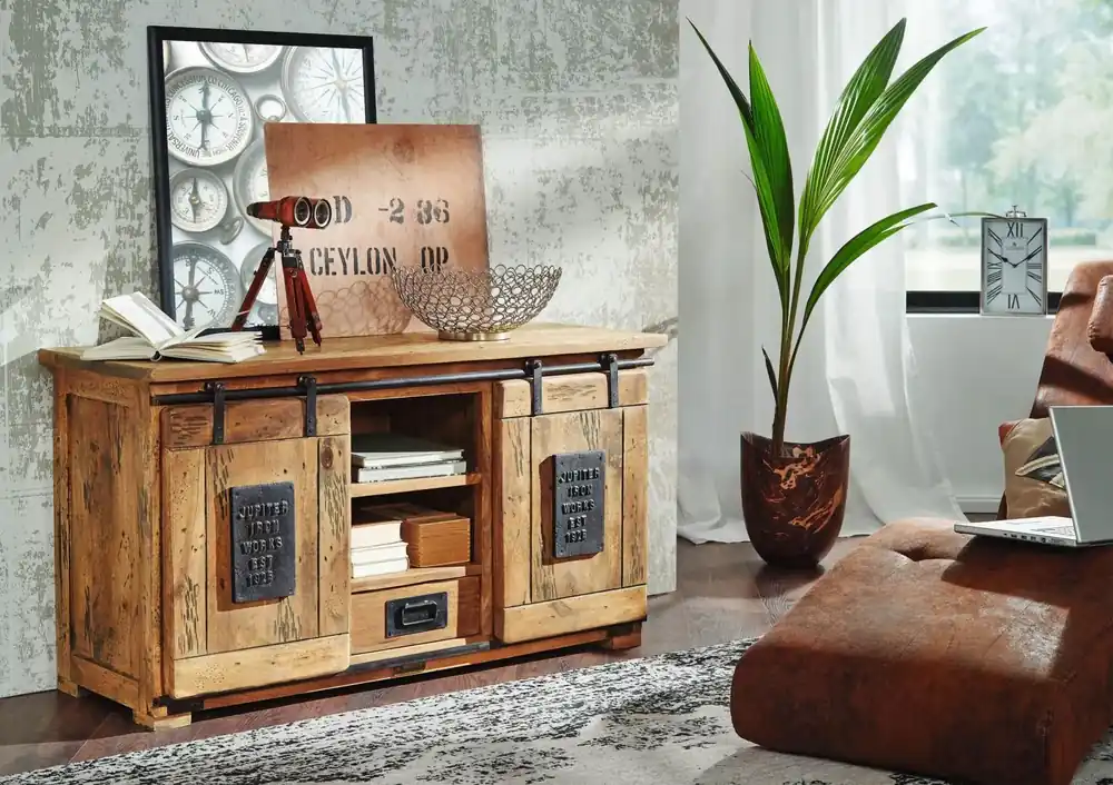 Sideboard Mango 128x45x70 natur lackiert RAILWAY #102 Expressversand