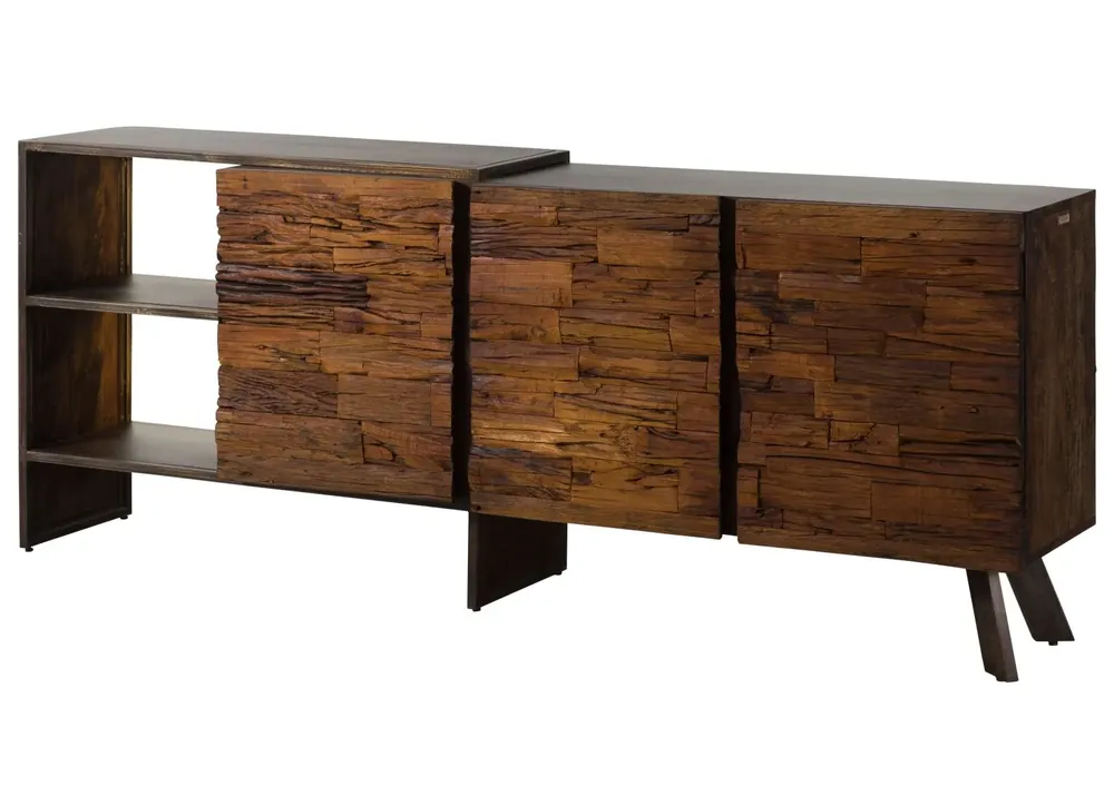 Sideboard Akazie / Altholz 205x40x83 braun lackiert SEVILLA #11 Neu Im Sortiment