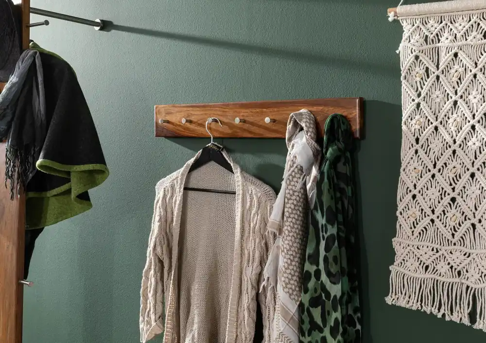 Wandgarderobe Sheesham 70x5x10 walnuss gewachst TORONTO #240 Finale Aktion