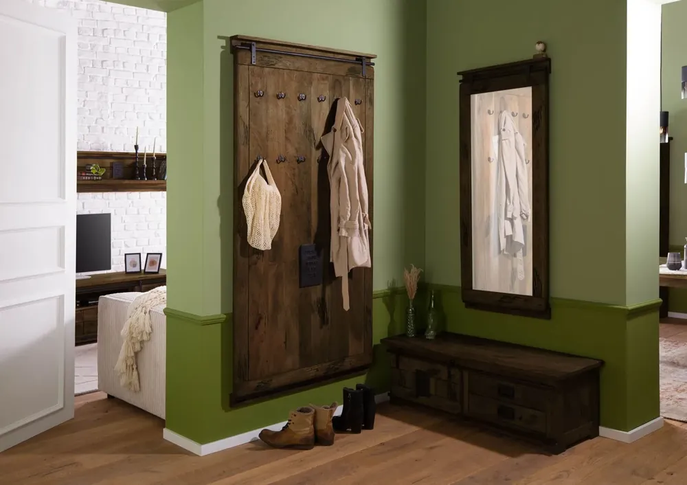 Wandgarderobe Mango 100x8x190 braun lackiert RAILWAY #4008 Zertifiziert