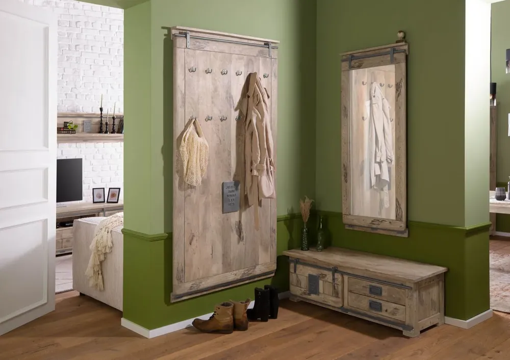 Angebot Wandgarderobe Mango 100x8x190 whitewash lackiert RAILWAY #3008