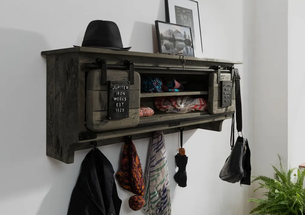 Wandgarderobe Mango 115x30x45 grau lackiert RAILWAY #259 Top-Angebot