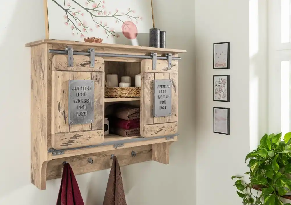 Jetzt Bestellen Wandgarderobe Mango 90x30x75 whitewash lackiert RAILWAY #360