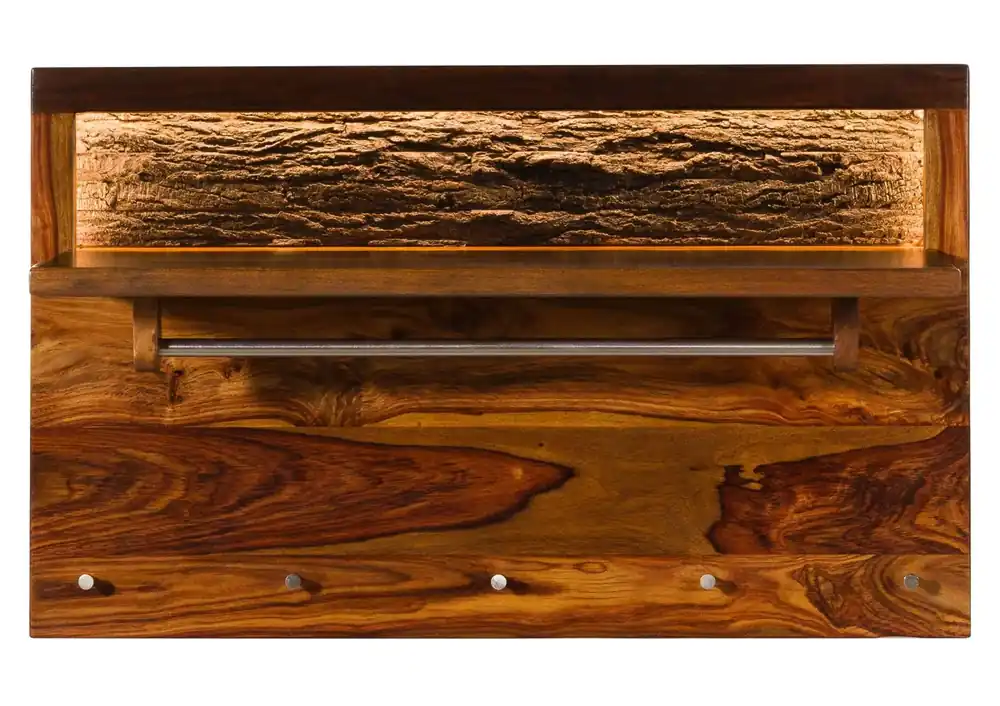 Sale Wandgarderobe Sheesham 100x35x60 walnuss gewachst TORONTO LUX #276