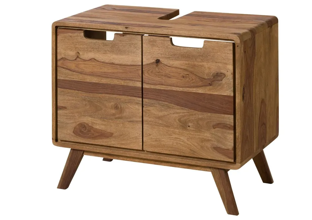 Waschbeckenunterschrank Sheesham 70x40x60 natur sandgestrahlt MALMÖ 2 #266 Neu Im Sortiment