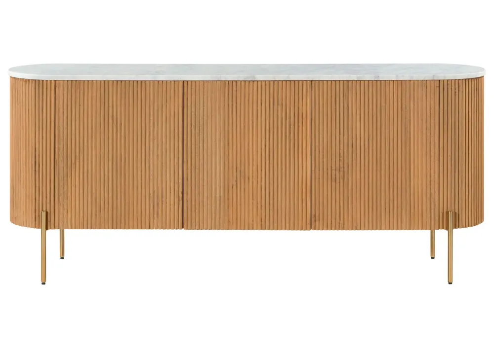 Ausverkauf Sideboard Mango 180x40x76 natur lackiert / Marmor weiß BARCELONA #501