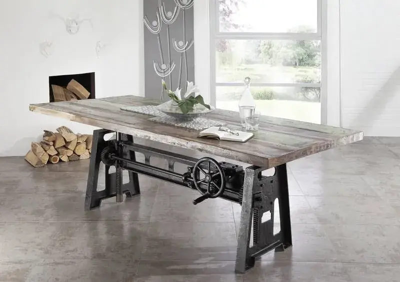 Esstisch Altholz höhenverstellbar 200x100x75-105 mehrfarbig lackiert INDUSTRIAL #23 Nur Heute