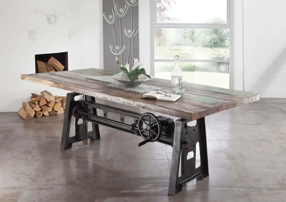 Esstisch Altholz höhenverstellbar 240x100x75-105 mehrfarbig lackiert INDUSTRIAL #25 Direkt Vom Hersteller