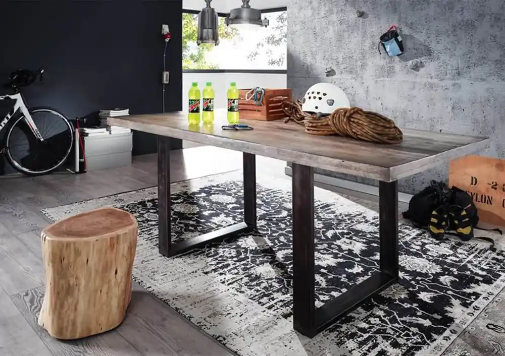 Esstisch Mango 210x100x76 grau lackiert HEAVY INDUSTRY #102 Nur Für Kurze Zeit