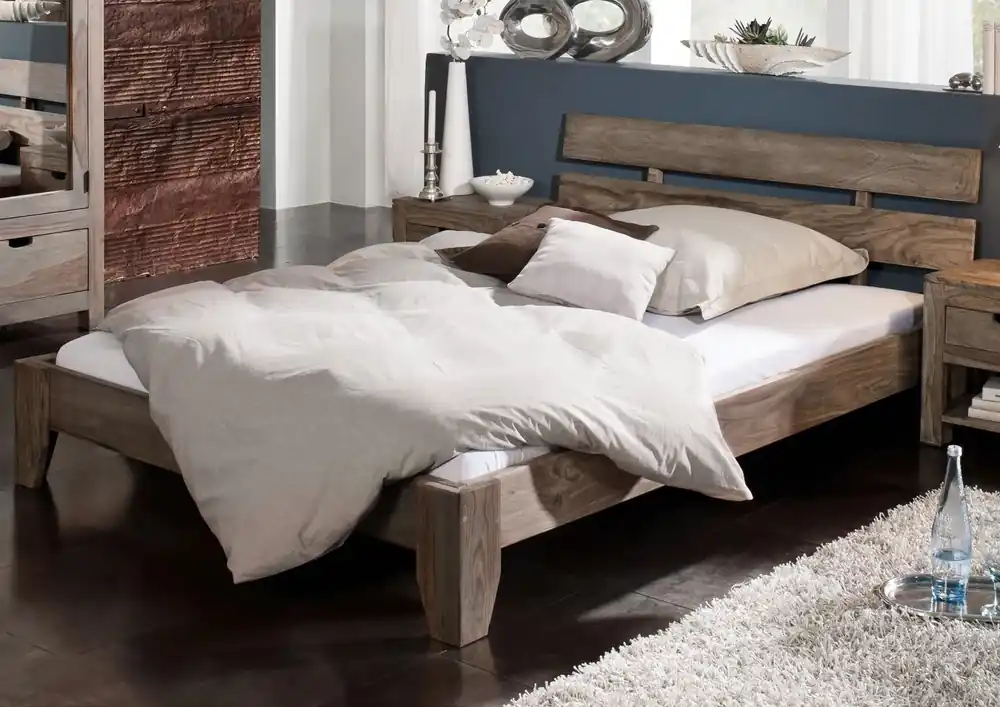 Bett Sheesham 180x200x75 grau geölt NATURE GREY #212 Neue Ware