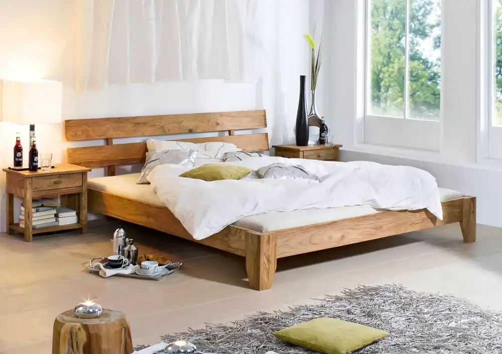 Bett Sheesham 200x200x75 braun geölt NATURE BROWN #513 Geprüft