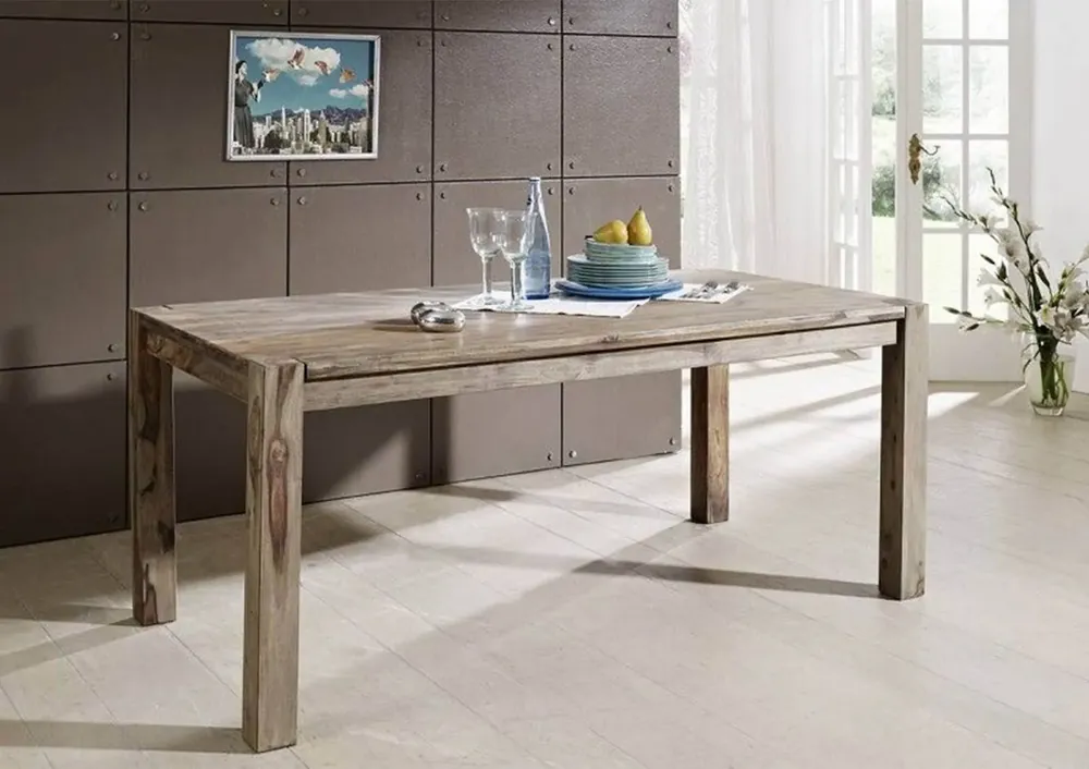 Esstisch Sheesham 120x90x76 grau geölt NATURE GREY #502 Top-Seller