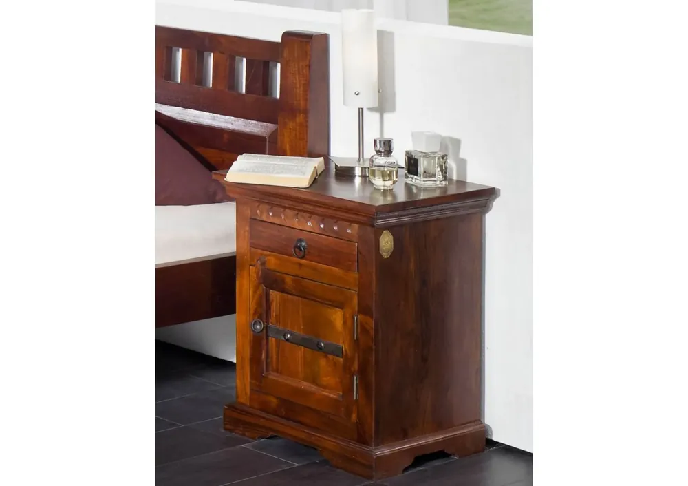 Nachttisch Akazie 45x40x60 nougat lackiert OXFORD #271 Schneller Versand
