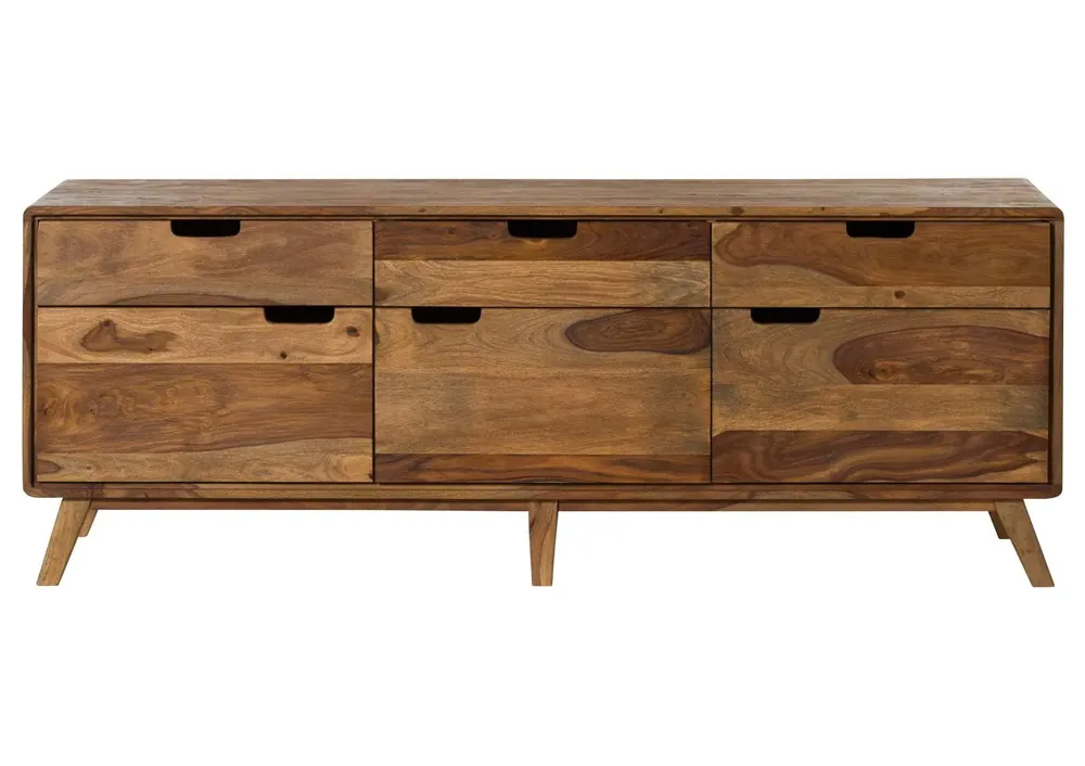 Neuheit Sideboard Sheesham 180x40x65 natur sandgestrahlt lackiert MALMÖ 2 #231