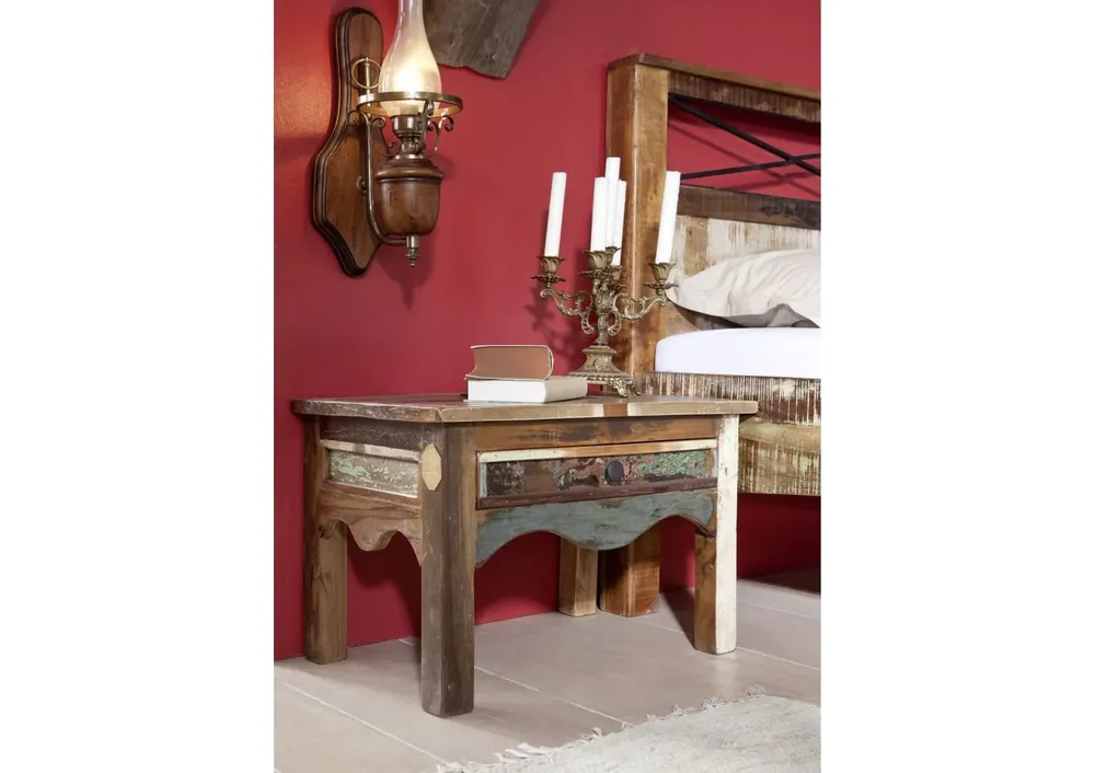 Sichere Zahlung Nachttisch Altholz 60x40x40 mehrfarbig lackiert NATURE OF SPIRIT #44