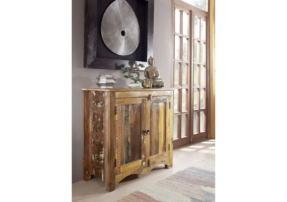 Ausverkauf Kommode Altholz 90x40x85 mehrfarbig lackiert NATURE OF SPIRIT #19