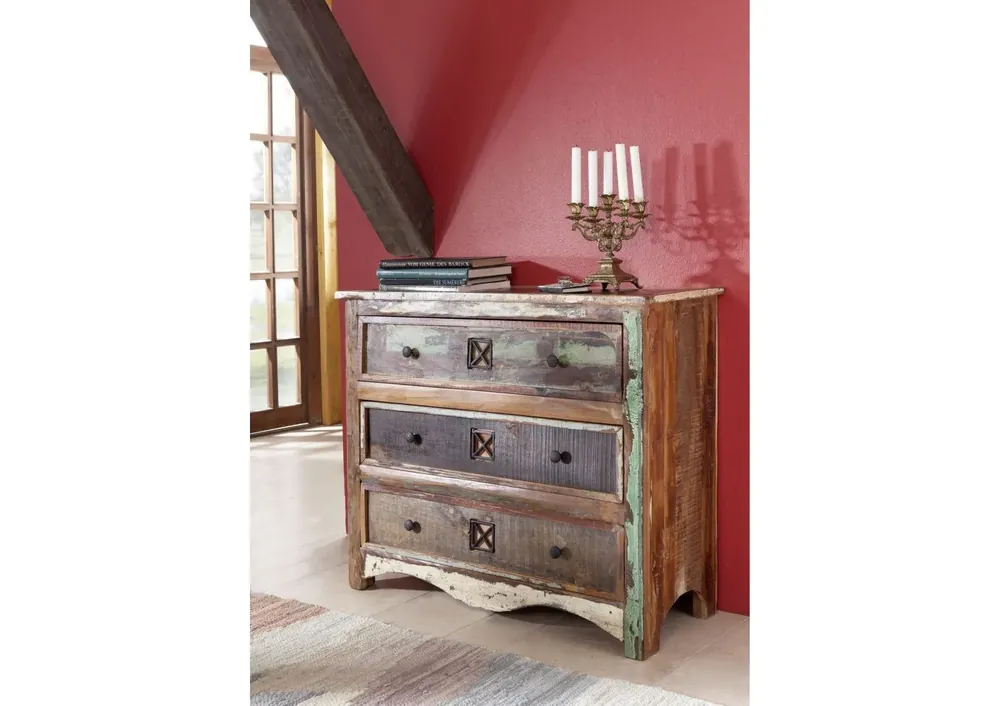 Neu Kommode Altholz 100x42x88 mehrfarbig lackiert NATURE OF SPIRIT #49