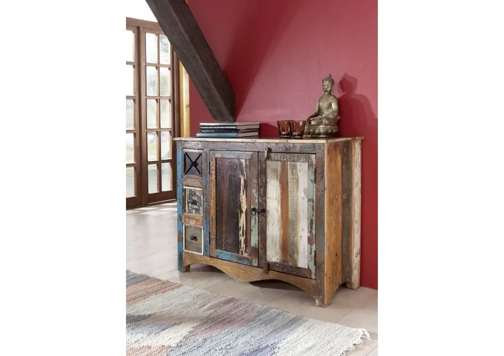 Bestpreis Kommode Altholz 110x40x85 mehrfarbig lackiert NATURE OF SPIRIT #17