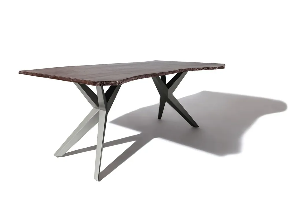 Highlight Baumtisch Akazie 200x100x76 grau lackiert Beine anthrazit glänzend FREEFORM 4 #45