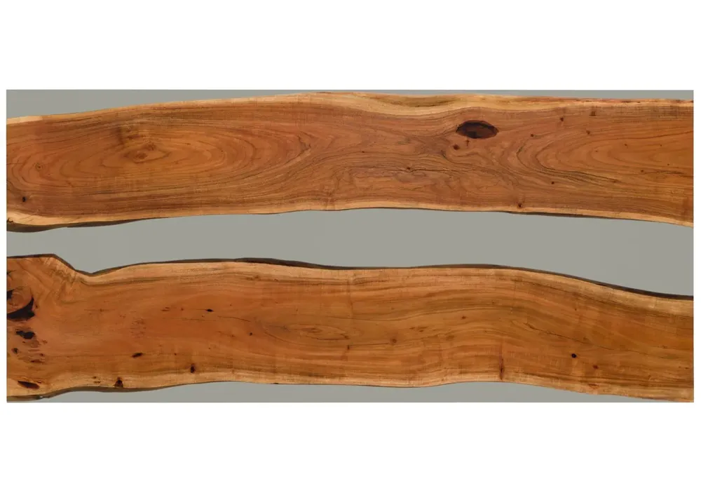 Esstisch Akazie mit Epoxidharz 220x100x76 natur lackiert / Epoxid grau gerade Kante EPOXY Unikat #3 Wochenendangebot
