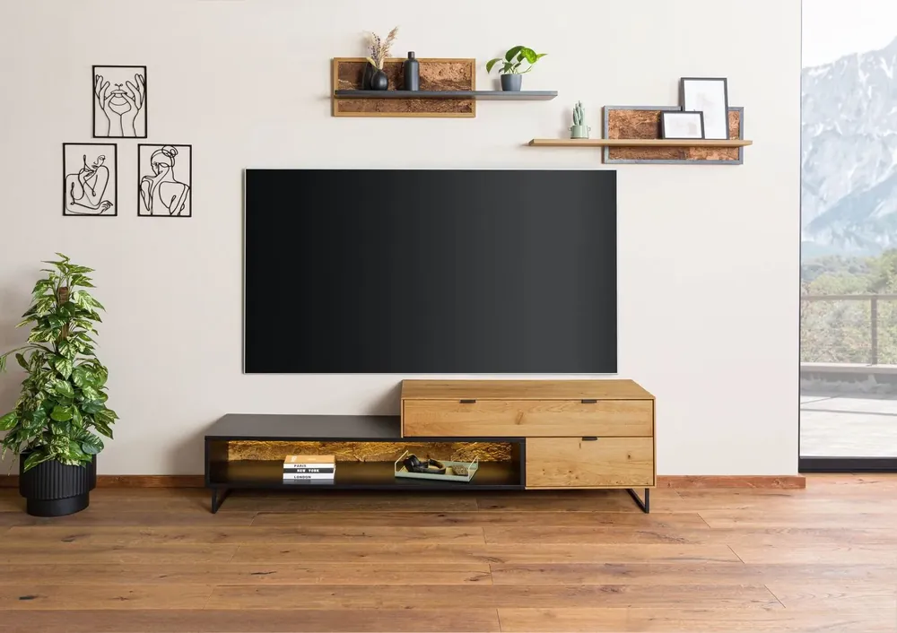 Lowboard Wildeiche 200x43x52 natur geölt LINDAU #27 Online Kaufen