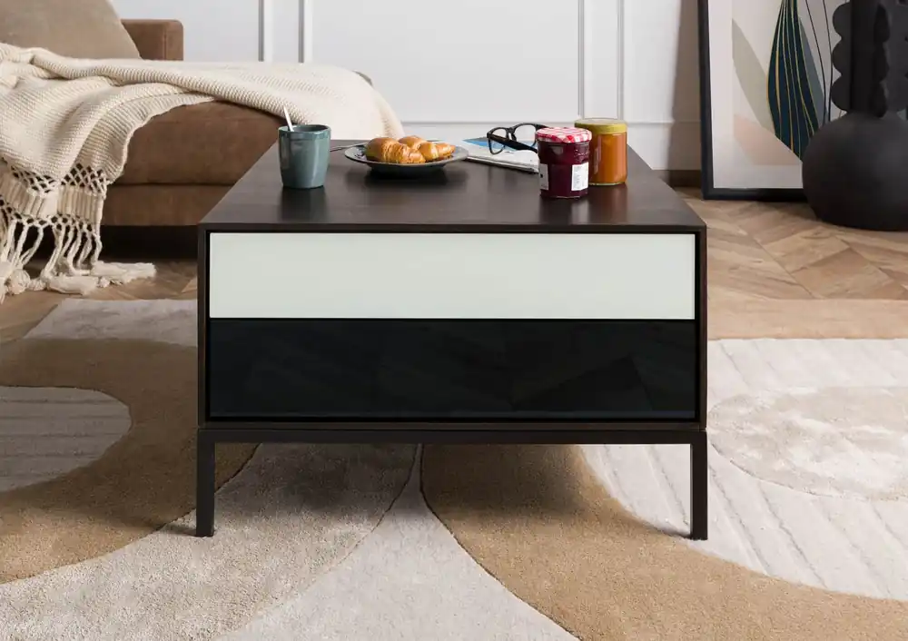 Couchtisch Mango 67x67x43 dunkelgrau geölt CHICAGO #213 Versand Am Gleichen Tag