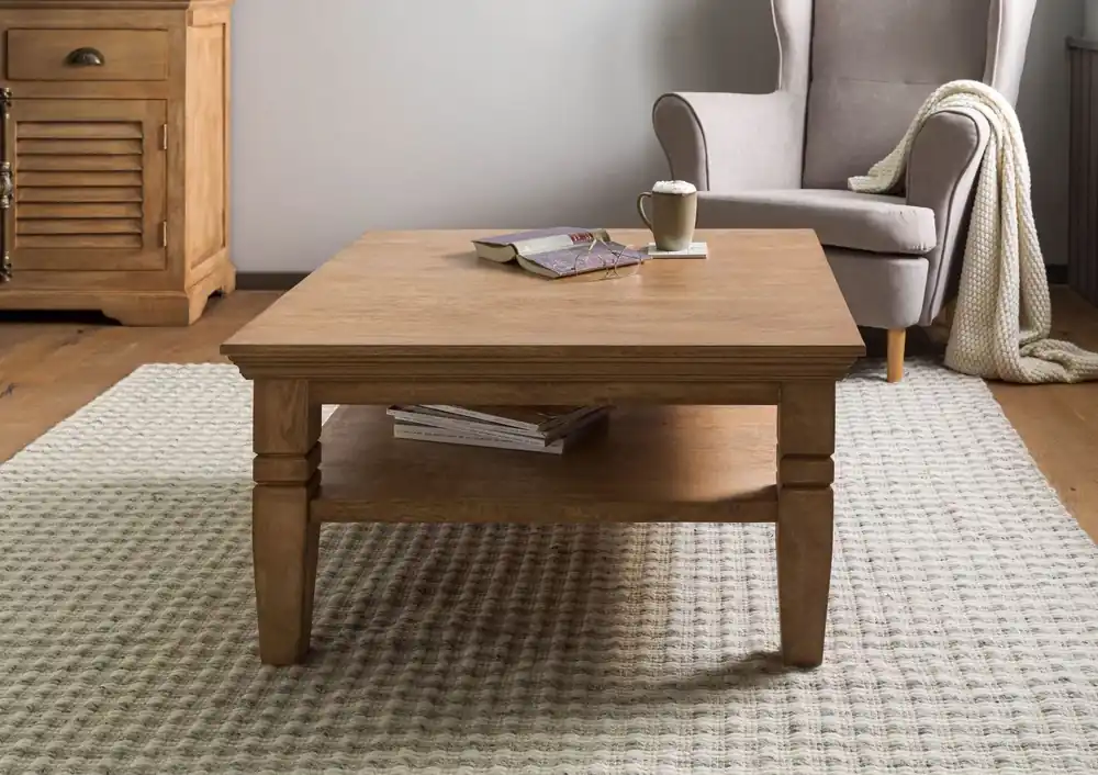 Top-Preis Couchtisch Mango 85x85x45 beige geölt TOULOUSE #12