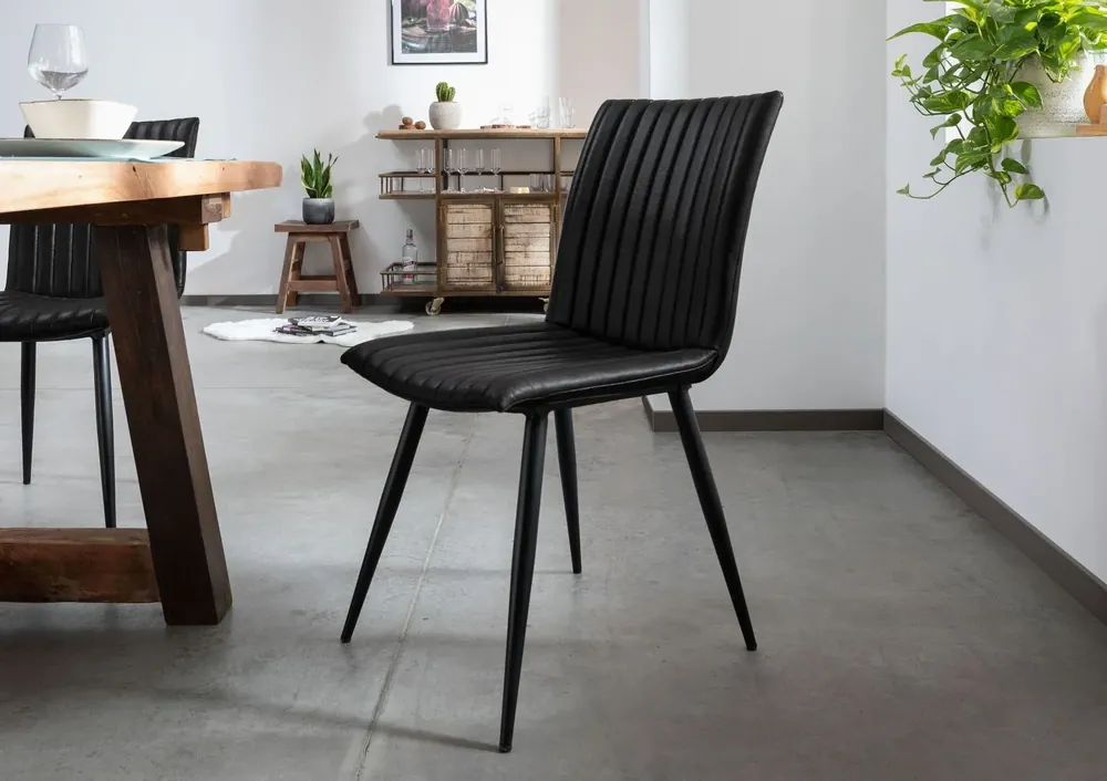 Direkt Vom Hersteller Stuhl Echtleder 45x62x88 schwarz IRON LABEL #25