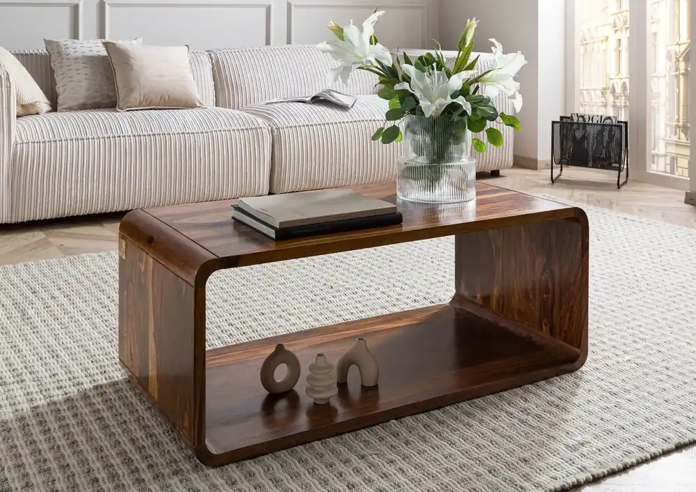 Sale Couchtisch Sheesham 100x50x40 walnuss lackiert LOUNGE COLLECTION #04