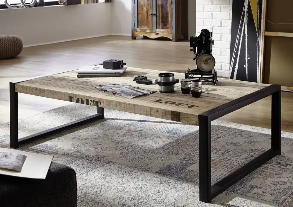 Couchtisch Mango 140x80x40 natur bedruckt FACTORY #111 Billig