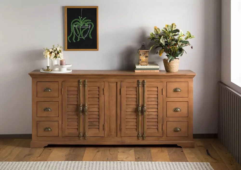 Abverkauf Sideboard Mango 200x45x90 beige geölt TOULOUSE #17